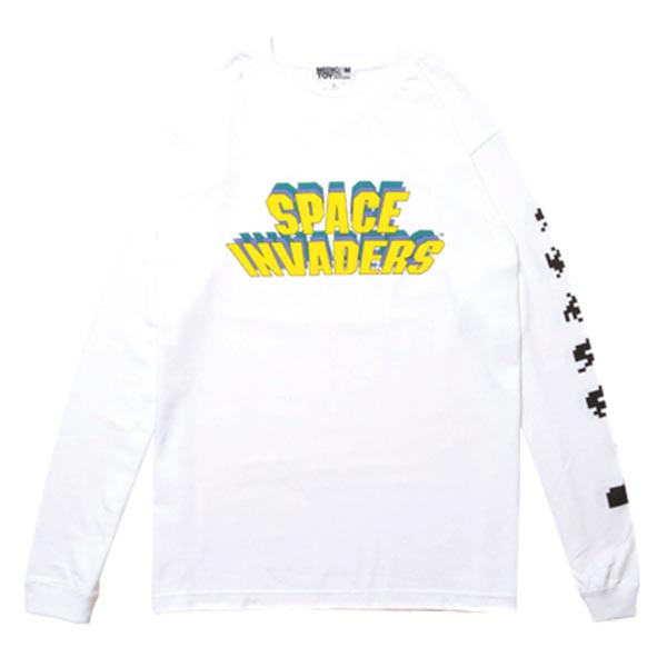 SPACE INVADERS LONG SLEEVE TEE WHITE