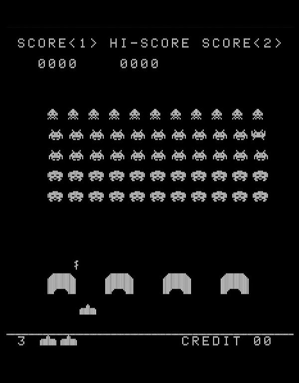 スペースインベーダー(白黒)